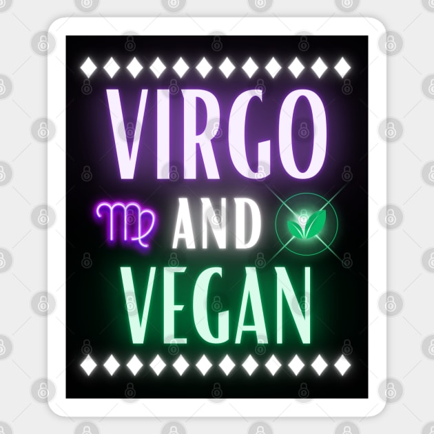 Virgo and Vegan Retro Style Neon Sticker by MysticZodiac